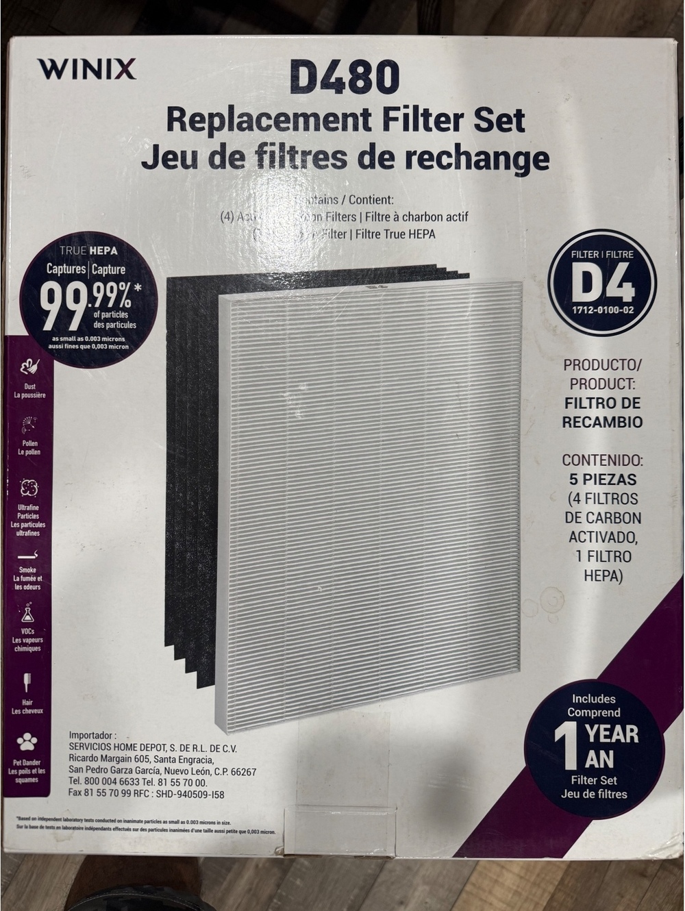 Winix D480 Replacement Filter Set with True HEPA and Activated Carbon Filters